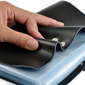 Tarjetero de Cuero Genuino Boshiho, Estilo Libreta, con Capacidad para 90 Tarjetas de Crédito, Tarjetas de Visita y de Identificación, con Cierre de Clip - Product Image 6