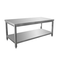 Table de préparation en acier inoxydable robuste, résistante à la corrosion, avec étagère et pare-éclaboussures, pour cuisine de restaurant, capacité de charge de 300 kg/m