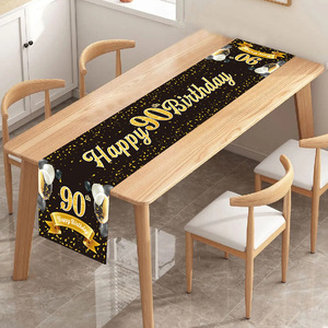 <span class=keywords><strong>Runner</strong></span> da Tavolo per Feste di Compleanno di Nuovo Stile, Design con Scritta 'Happy Birthday' in Poliestere per Tavoli da Pranzo e Caffè - Product Image 5