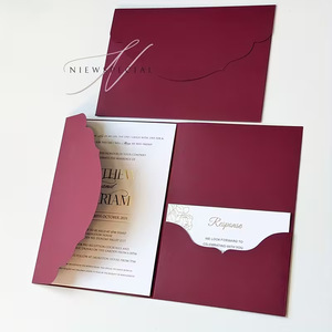 Onemax Customized Pink Paper Wedding Invitation Card Golden Tassel UV Printing-Luxury Design for Welcome Gifts Special Occasions
