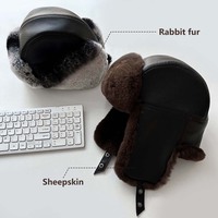 Gorro de Aviador de Piel de Conejo Rex, Gorro de Invierno Cálido, Piel de Primera Calidad, Impermeable, para Pesca al Aire Libre, Estilo Versátil y Lujosamente Denso