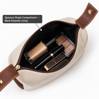 Sac de Maquillage en Toile OEM ODM en Gros pour Femmes, Grande Capacité, Trousse de Toilette de Voyage, Étui à Main avec Poignée Souple Premium
