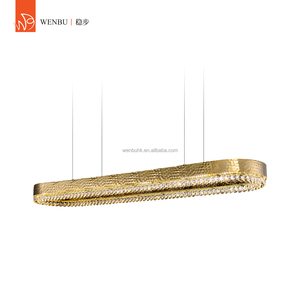 Luxury Chandelier Linear Honeycomb stainless steel+K9 <b>crystal</b> <b>Mirror</b> Champagne Gold Hotel - Product Image 1