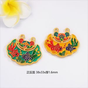 จี้เคลือบสีแบบจีนโบราณ รูปนกกระเรียน กวาง และปลาคู่ ทำจากโลหะผสมสังกะสี ใช้เป็นสร้อยคอ เครื่องประดับ ของขวัญสำหรับทุกเพศ ใช้ตกแต่งได้ - Product Image 2