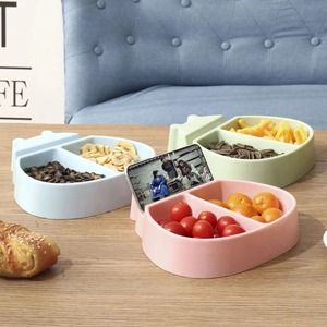Modern Lazy Snack Bowl Living Room Creative Plastic Double Layers Snack Storage Box Bowl Fruit Plate Snack Dishes Phone Holder - Product Image 3
