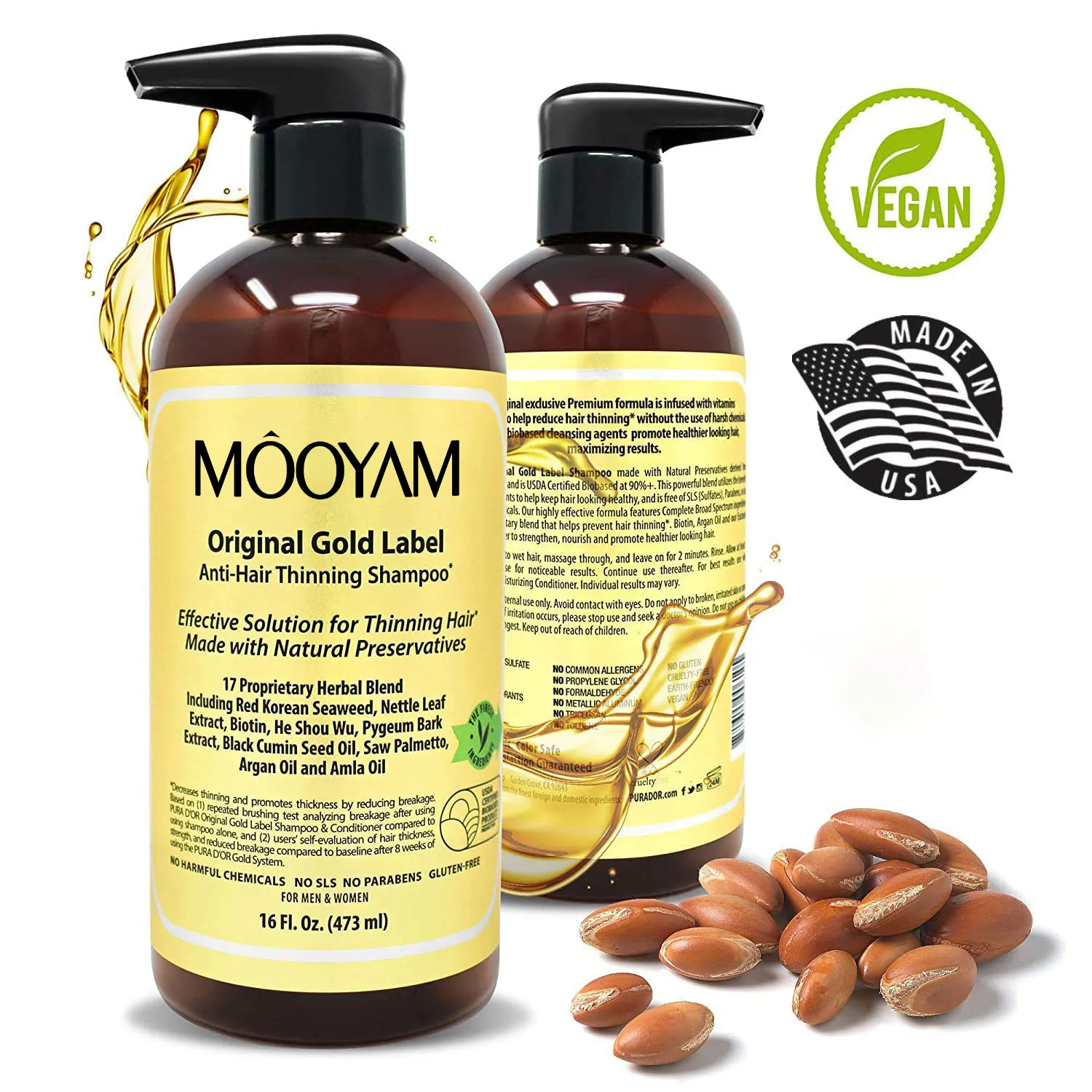 Биотин под заказ, оригинальная Золотая этикетка, антифилировочный шампунь против выпадения волос, кондиционер с травяными ингредиентами DHT