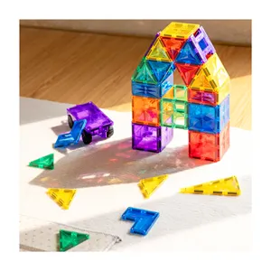 MNTL蒸汽教育系列62pcs儿童教育蒙特梭利玩具磁性瓷砖建造者积木套装