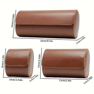 Quality Handmade Protective PU Leather Roll Box for <b>Watches</b> & Jewelry 3 Roll Design Travel Gift <b>Case</b> Packaging Snap Closure - Product Image 1