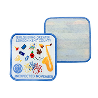 Écusson brodé 3D personnalisé en sergé entièrement brodé, thermocollant, avec logo créatif, pour chapeau de scout, uniforme scolaire pour enfants, sac à dos