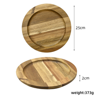 Plateau de service et planche à charcuterie jetables en bois d'acacia rond, écologiques, pour la décoration de la maison, la table basse et la cuisine