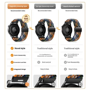 Nueva correa <span class=keywords><strong>de</strong></span> reloj <span class=keywords><strong>de</strong></span> nailon tejido magnético a presión <span class=keywords><strong>de</strong></span> 18/20/22mm para Universal para Samsung para Galaxy Watch para Huawei Garmin Watch - Product Image 5