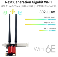 Adaptateur WiFi 6E Tri-bande 2,4 GHz/5 GHz/6 GHz 5374 Mbps pour PC Linux 802.11 Ax PCIE AX210 Adaptateur Réseau WiFi