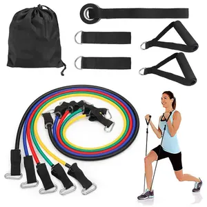 11pcs Resistance Band Tube Set With Foam Handles For Yoga Pilates Abs Exercise Tube