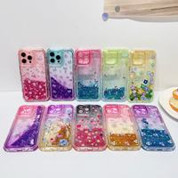 Coque de téléphone à double dégradé effet sable mouvant pour iPhone 17 16 15 Pro, coque de smartphone transparente résistante aux chocs avec paillettes flottantes