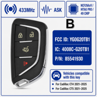 Untuk Cadillac Lyriq 5 Tombol Smart Proximity Key Pengganti 433MHz ASK NCF29AxV HITAG PRO 49 Chip FCC ID YG0G20TB1
