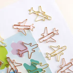 YS1010 Electroplated Airplane Shaped Journal Diary Metal Paper Clips for office