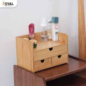 Bamboo Desktop <b>Storage</b> <b>Box</b> With <b>Drawers</b> Natural Wood Color Minimalist Style Jewelry Cosmetic Organizer Standing Type Rectangle - Product Image 4