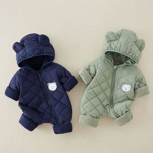 Newborn Infant Baby Boy Clothing 100% Polyester Winter <b>Snowsuit</b> Romper Thick Warm Solid Baby Pajama - Product Image 6