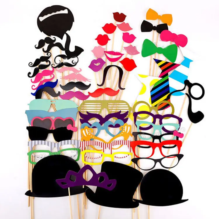 58PCS/SET Wedding DIY Decoration Photo Booth Props Funny Glasses Mustache Birthday Party Supplies Photo booth AP414