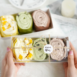 Caja de postre roja neta con rollo de abrazo Toalla Swiss Roll Snow Meiniang Embalaje <span class=keywords><strong>Sandwich</strong></span> Puff Embalaje de plástico desechable para Sushi - Product Image 3