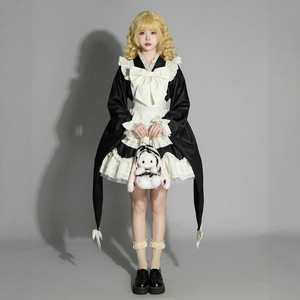Japanese Lolita Maid Dress Black White Lace Apron Cosplay Costume For Anime Role Play Fresh Sweet Style - Product Image 4