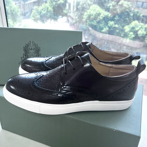 Chaussures en cuir pour hommes à lacets, bout rond, dessus en cuir de vache, semelle extérieure en caoutchouc, respirantes, toutes saisons, chaussures bateau - Product Image 3