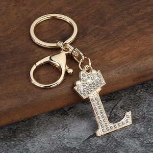 Nouveau porte-clés en strass 26 lettres pour femme, cadeau, breloque en métal ornée de strass, couronne en cristal, or, pour sac, clés de voiture, accessoires DIY - Product Image 3