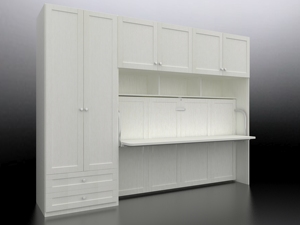 Cama Plegable de Pared Tamaño Queen con Estructura Resistente, Nuevo Diseño Horizontal que Ahorra Espacio, con Mecanismo de Escritorio y Herrajes - Product Image 4