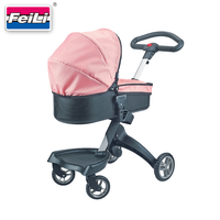 Nouveautés Dollri Starri : Poussette de luxe 2 en 1 pour poupées avec nacelle et poignée réglable pour poupées filles et garçons