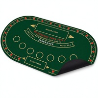 Tapis de jeu de Blackjack personnalisé 71 x 36 pouces, ovale, en feutre polyester, bords cousus, pour casino à domicile