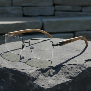 Lunettes optiques rectangulaires demi-cerclées anti-lumière bleue <span class=keywords><strong>en</strong></span> <span class=keywords><strong>bois</strong></span> faites à la main pour hommes, pour correction <span class=keywords><strong>de</strong></span> la <span class=keywords><strong>vue</strong></span> - Product Image 3
