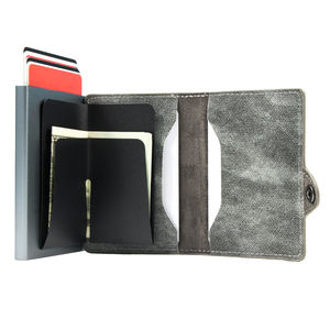 2024 CASEKEY nouveau Design Denim Popup portefeuille porte-monnaie Mini portefeuilles personnalisé RFID bloquant fermeture éclair porte-<span class=keywords><strong>carte</strong></span> en cuir - Product Image 4