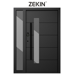 Portes antivol en acier de luxe ZEKIN DOOR Foshan, portes d'entrée doubles européennes minimalistes avec serrure intelligente pour le Ghana - Product Image 2
