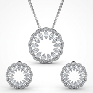 Collar de Diamantes Cultivados en Laboratorio con Corte Redondo/Pera de Platino, Pendientes a Juego, Joyería Unisex para Boda, Regalo de Oro de 14k Certificado para Fiesta - Product Image 1