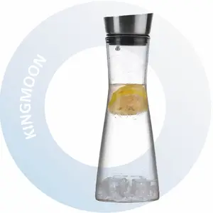 Juego de jarra de agua de vidrio, jarra de agua de vidrio de borosilicato resistente al calor con jarra de agua de acero inoxidable Simple