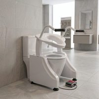Dispositif d'accessibilité pour salle de bain : Siège de toilette surélevé et fauteuil roulant de transfert pour personnes âgées à domicile