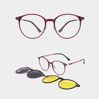 Lunettes de soleil pliables 3 en 1 ultra-légères à clipser, en matériau Ultem, lunettes magnétiques fines et rondes, montures optiques
