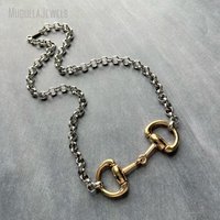 NM6127 Chaîne en acier inoxydable plaqué argent Collier mors à mors de cheval Bijoux équestres pour femmes et hommes