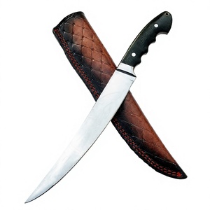 Cuchillo de Chef Japonés Damasco Hecho a Mano de 14 Pulgadas con Núcleo de Acero VG10, Mango de Micarta y Funda de Cuero Profesional - Product Image 4