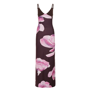 Vestido Maxi Bohemio para Mujer, Cintura Natural, Estampado Floral Digital, Cuello en V, Sin Mangas, Sexy, para Vacaciones de Verano y Playa - Product Image 6