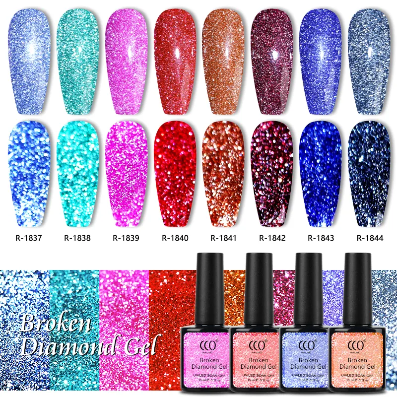 Benutzer definiertes Logo Glitter Disco Gel Nagellack Diamond Soak Off UV Gel Nagellack für Nail Art OEM
