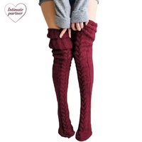Bas en laine chauffants pour les pieds, bas tendance pour femme, bas mignons pour l'automne et l'hiver, bas cuissardes de couleur unie en fibres acryliques