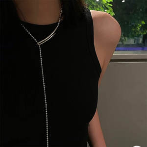 2022 New 2 Styles tragen U-Verschluss Perlen Kette Halskette Y-Form verstellbare lange Halsketten für Frauen Korean Chic Statement Schmuck - Product Image 2