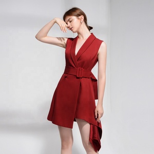 2019 <span class=keywords><strong>de</strong></span> alta-mujeres ropa vestidos <span class=keywords><strong>de</strong></span> fiesta Sexy vestido <span class=keywords><strong>sin</strong></span> mangas <span class=keywords><strong>de</strong></span> oficina para <span class=keywords><strong>damas</strong></span> con cinturón - Product Image 3