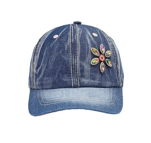 Nouvelle casquette de baseball en jean tendance automne, motif tropical, coupe-vent, décorée de diamants colorés, pour couple - Product Image 5