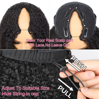 Perruque UPart 4A/4B/4C à cordon de serrage, cheveux humains afro crépus bouclés, sans extension, version améliorée, perruque en V, indienne, sans colle, demi-perruque pour femmes