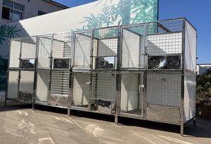 Chenils de luxe à double étage, chenils en verre pour garderie canine, chenils surélevés avec drain - Product Image 5