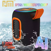 Enceinte portable HM878 AI à commande vocale intelligente pour Bluetooth 5.3, 20W de basses, 1800mAh, avec lumière LED RGB, design en plastique, lecteur, vente en gros
