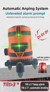 Nivel Láser de Alta Precisión con Rayos Infrarrojos, Autonivelante, 360 Grados Horizontal y Vertical, 2/3/5 Líneas, con Baterías - Product Image 3