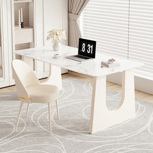 Escritorio de escritura para estudiantes de diseño moderno de estilo crema francés, mesa de tablero de roca para el dormitorio del hogar - Product Image 4
